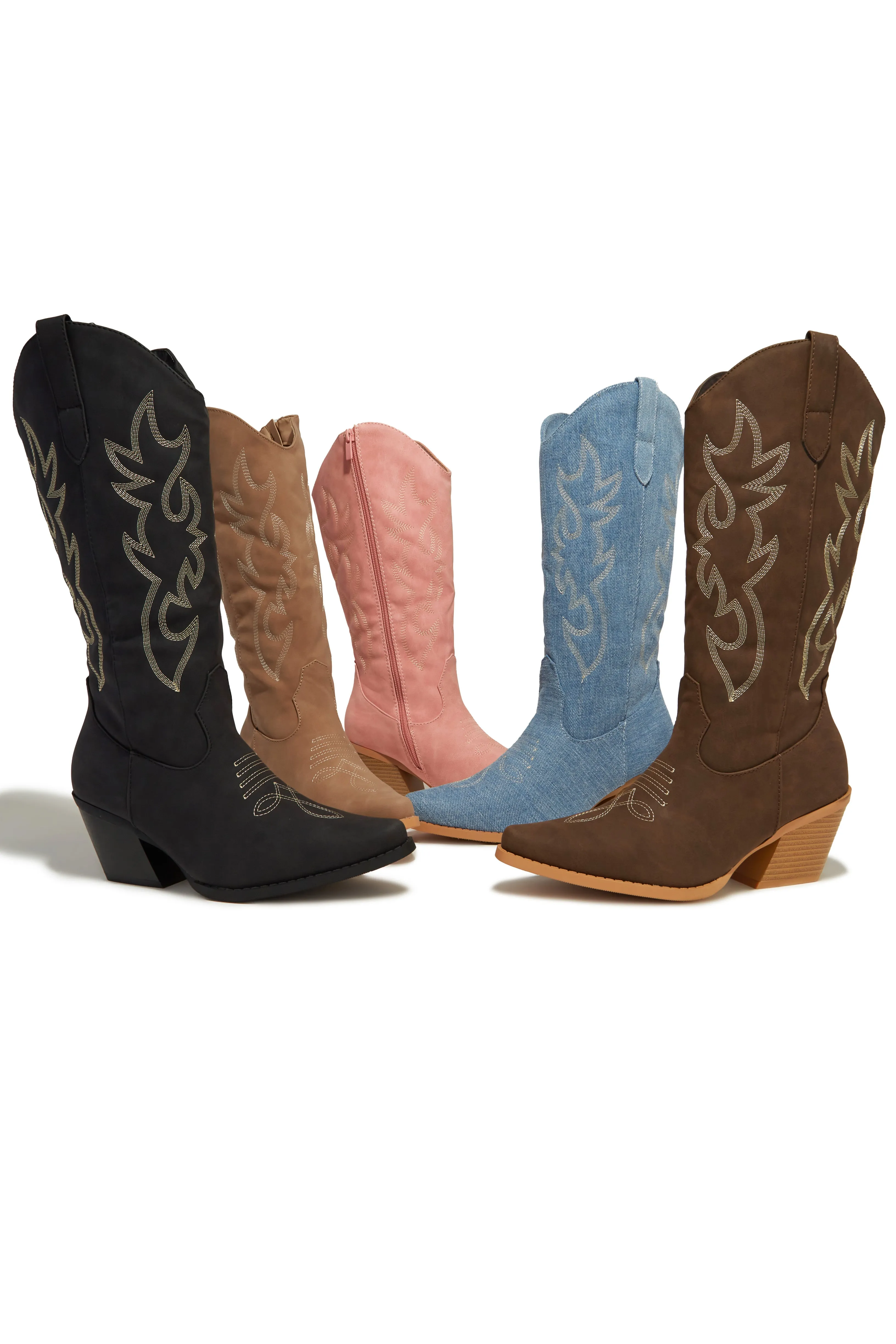 Abby Cowgirl Boots - Denim