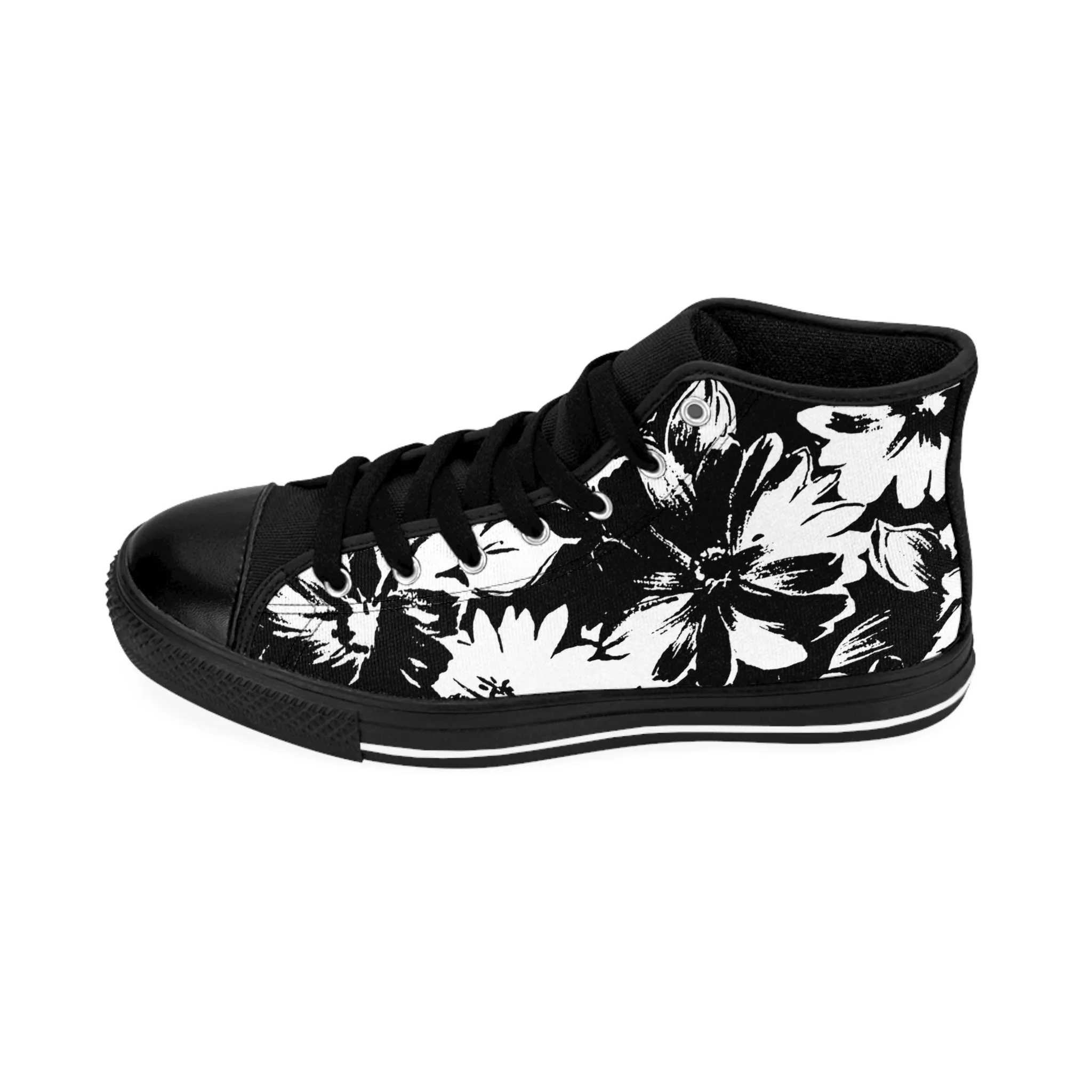 Black Flowers Men's Classic Sneakers