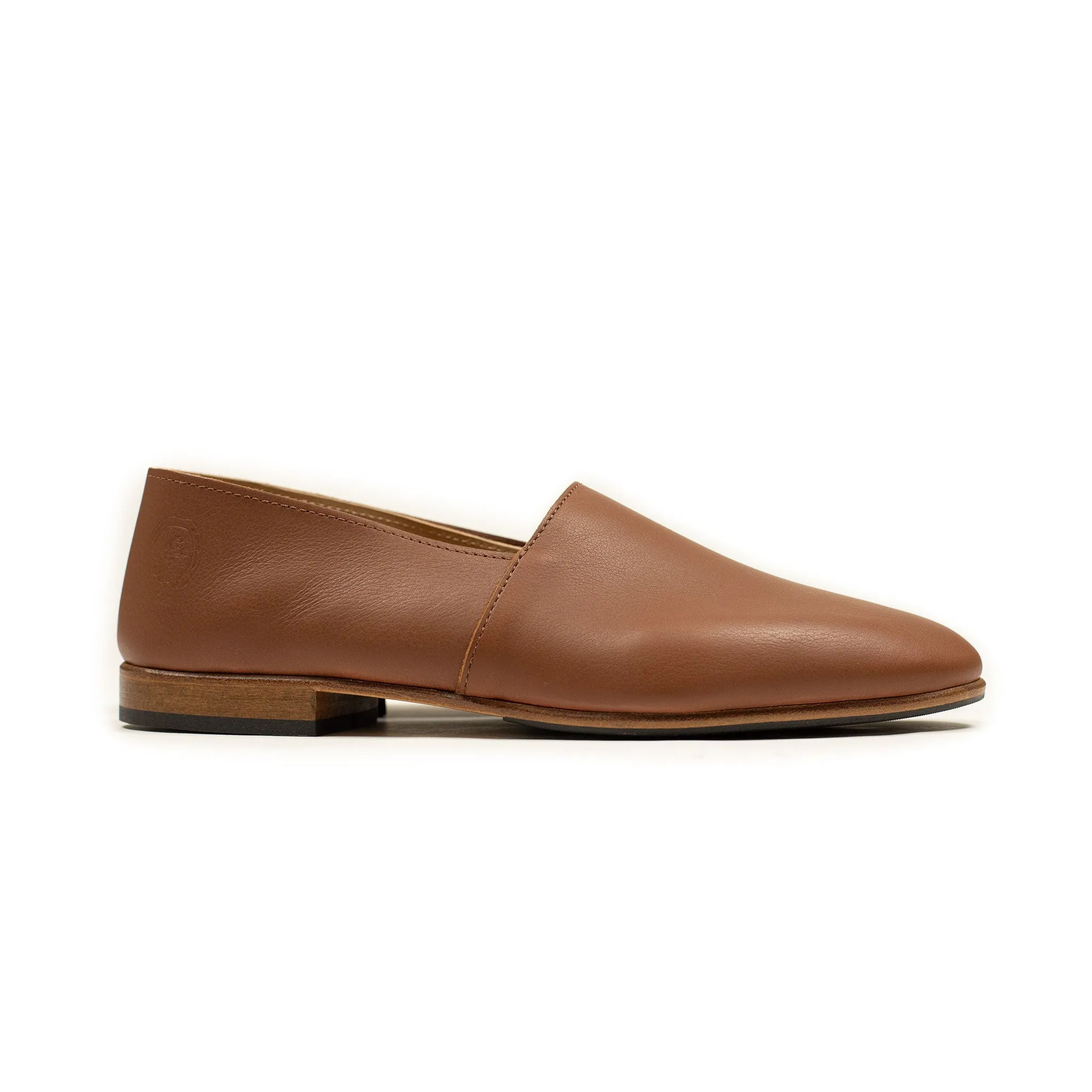 Exclusive Maury slippers in cognac soft calf