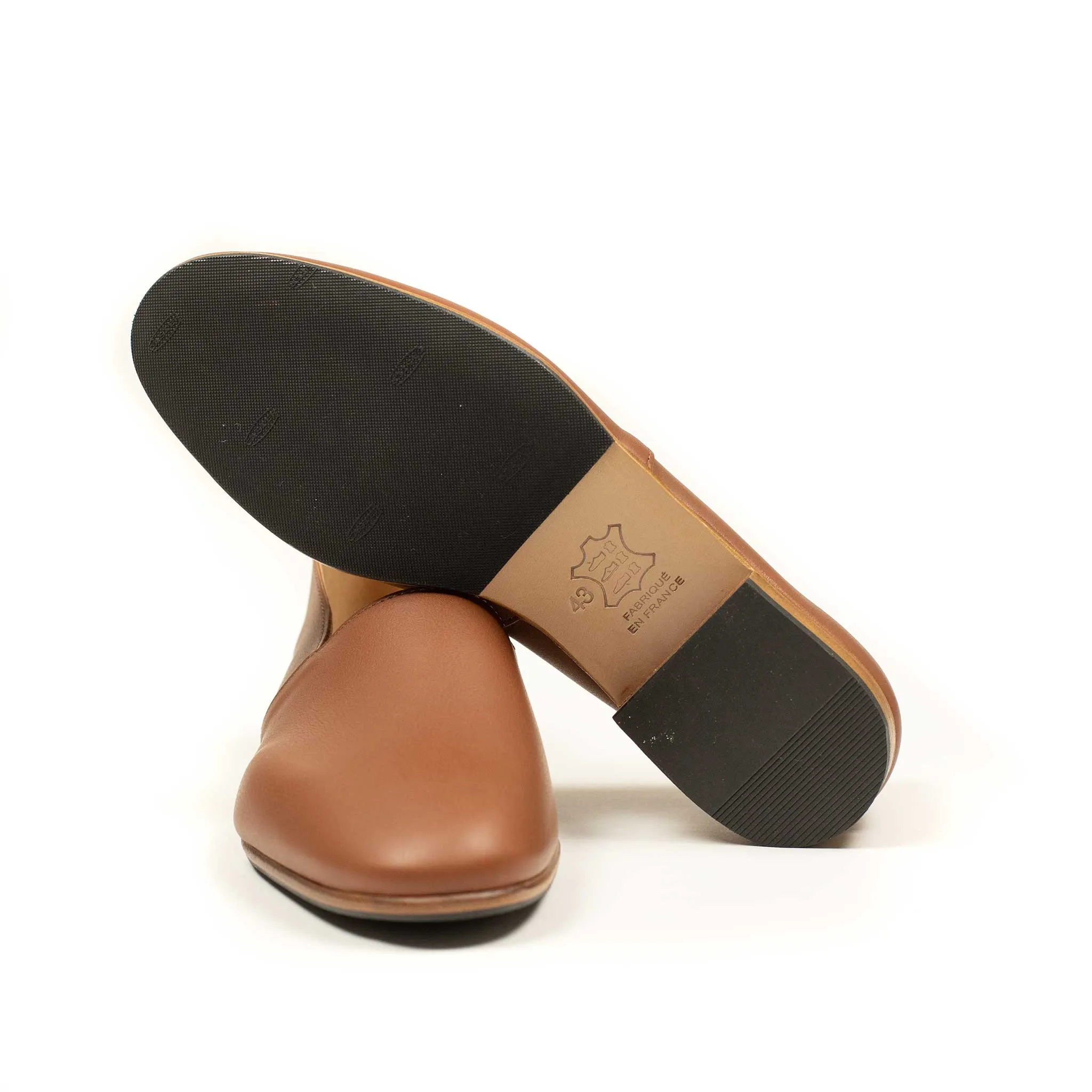 Exclusive Maury slippers in cognac soft calf