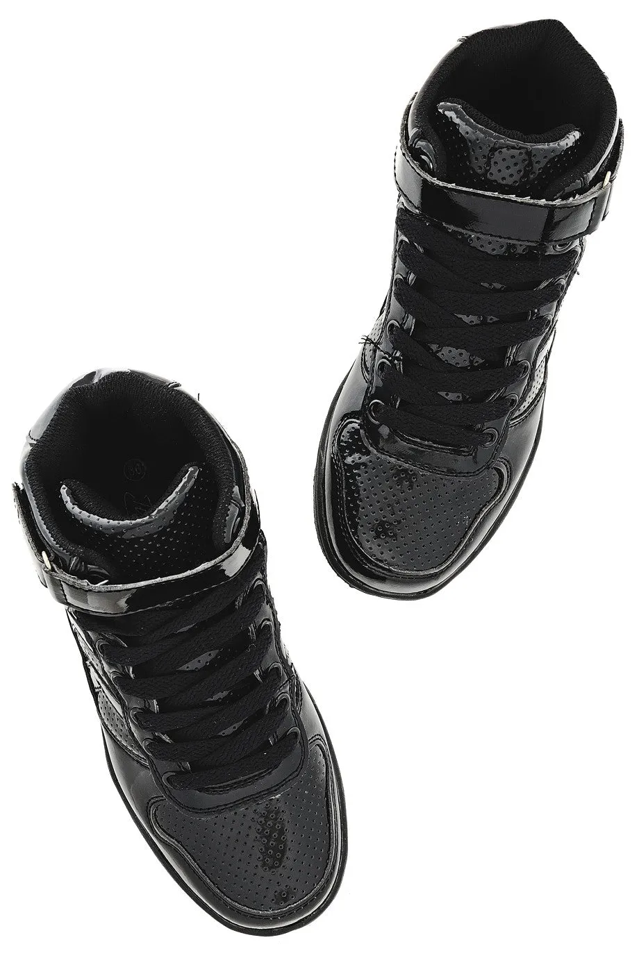 Sleek Black Patent Leather Freddie Sneakers for Men