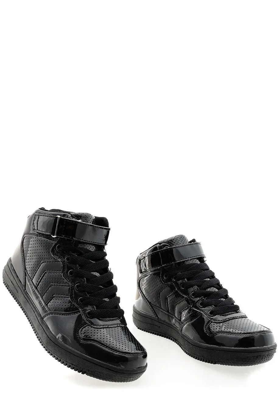 Sleek Black Patent Leather Freddie Sneakers for Men