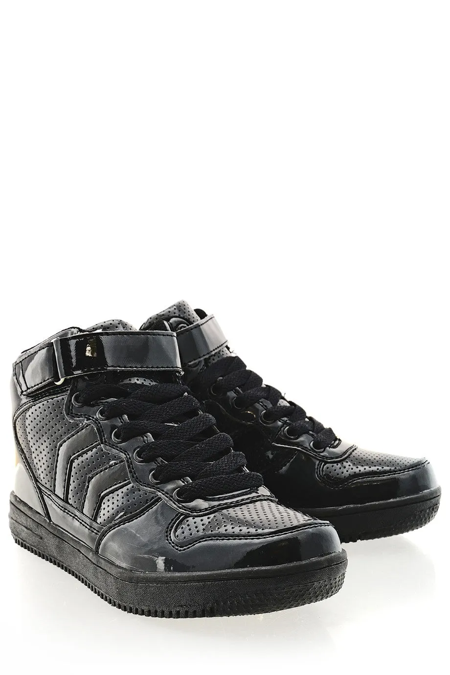 Sleek Black Patent Leather Freddie Sneakers for Men