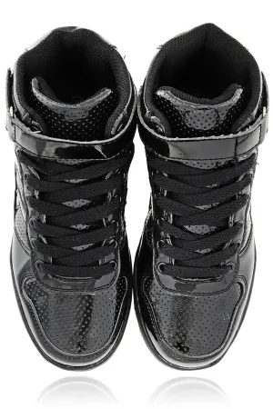 Sleek Black Patent Leather Freddie Sneakers for Men