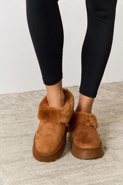 Furry Chunky Platform Slippers