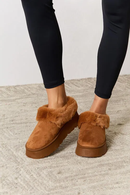 Furry Chunky Platform Slippers