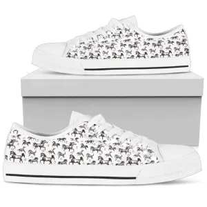 Horse Women S Low Top Shoes Stylish And Comfortable Equestrian Footwear, Animal Print Canvas Shoes, Print On Canvas Shoes