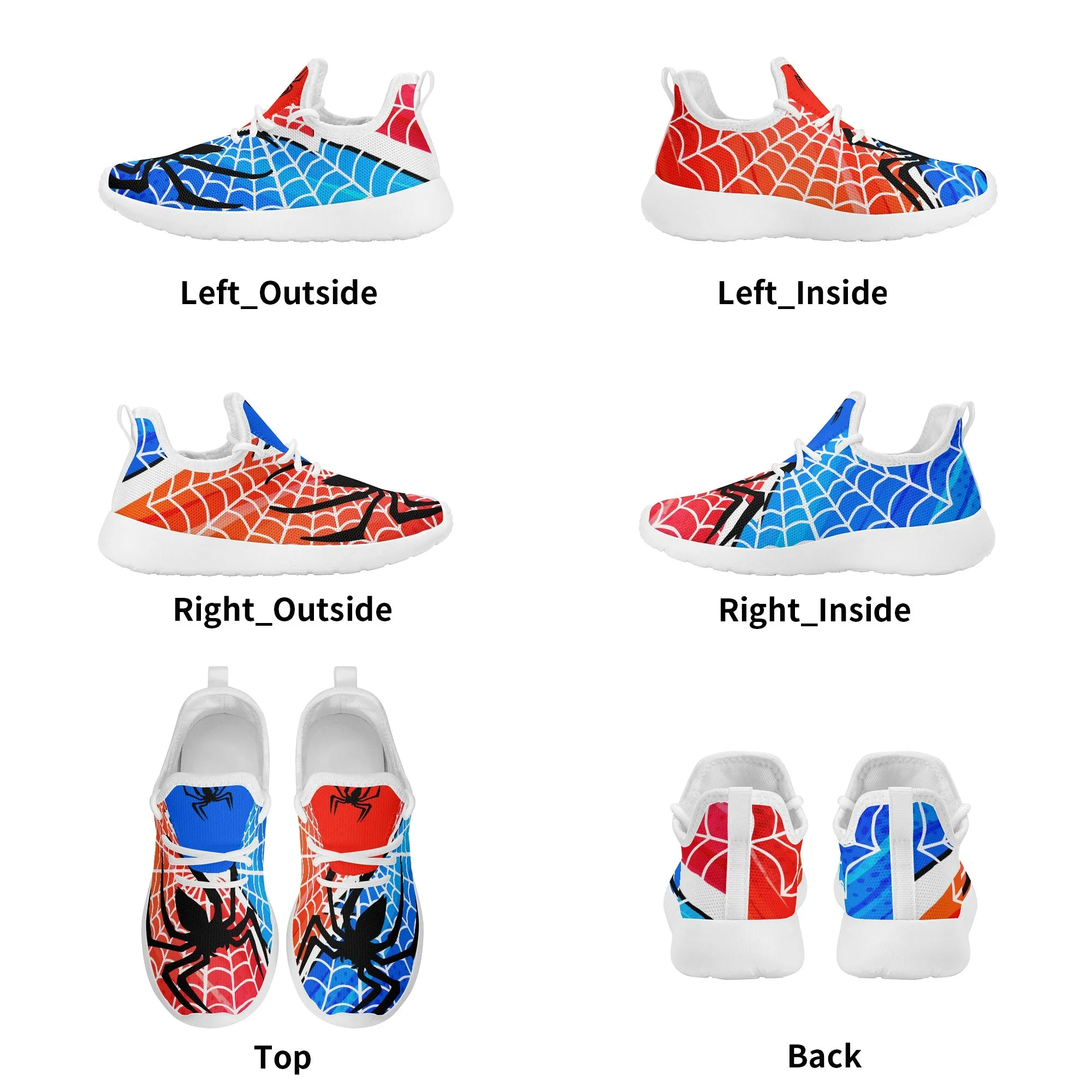 Kids Running Shoes | Breathable Kids Sneakers | Unisex Children's Mesh Knit Trainers | Spiderman web