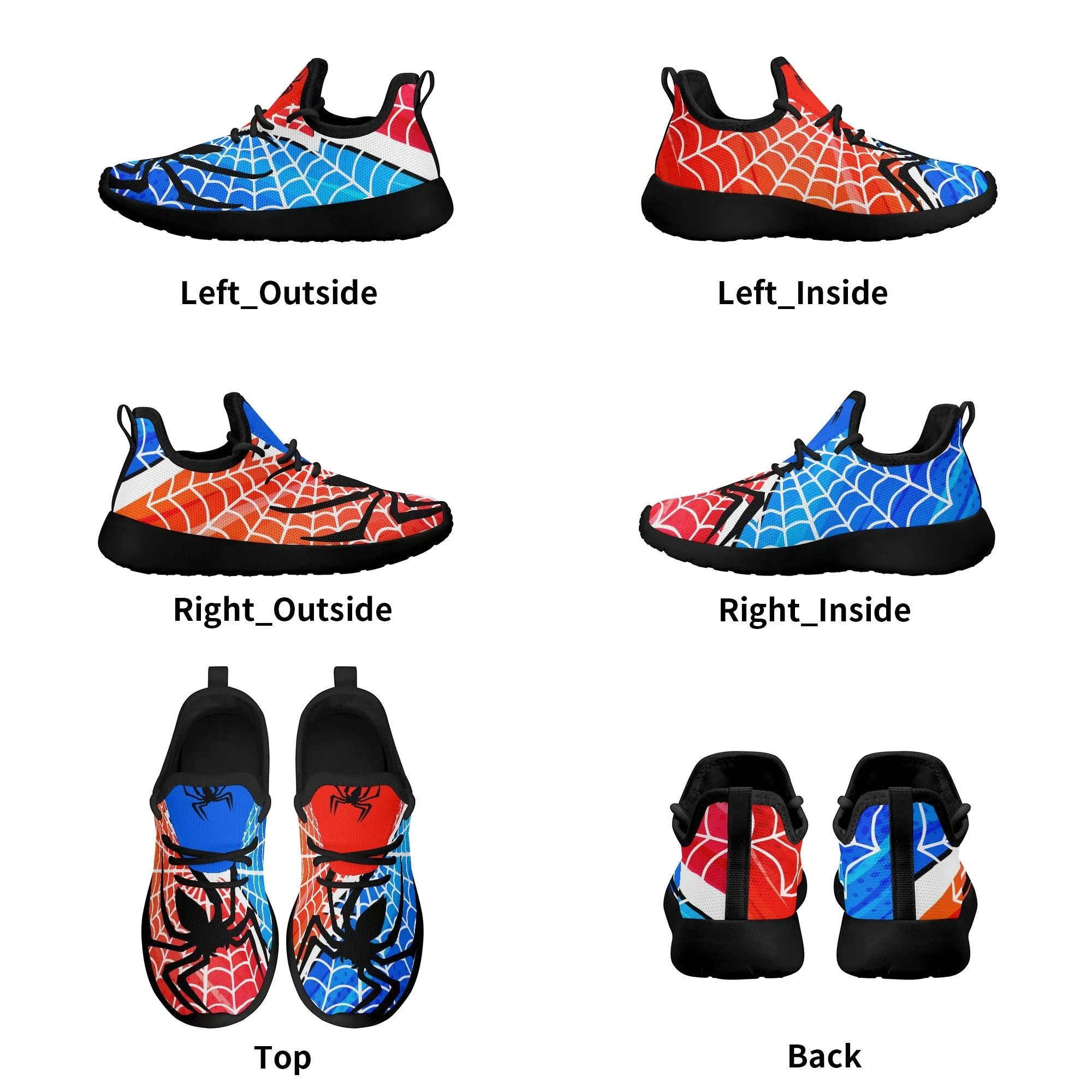 Kids Running Shoes | Breathable Kids Sneakers | Unisex Children's Mesh Knit Trainers | Spiderman web