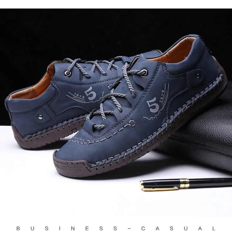 Men Stylish Microfiber Leather Hand Stitching Comfort Soft Shoes