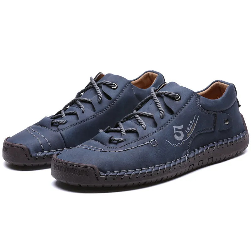 Men Stylish Microfiber Leather Hand Stitching Comfort Soft Shoes