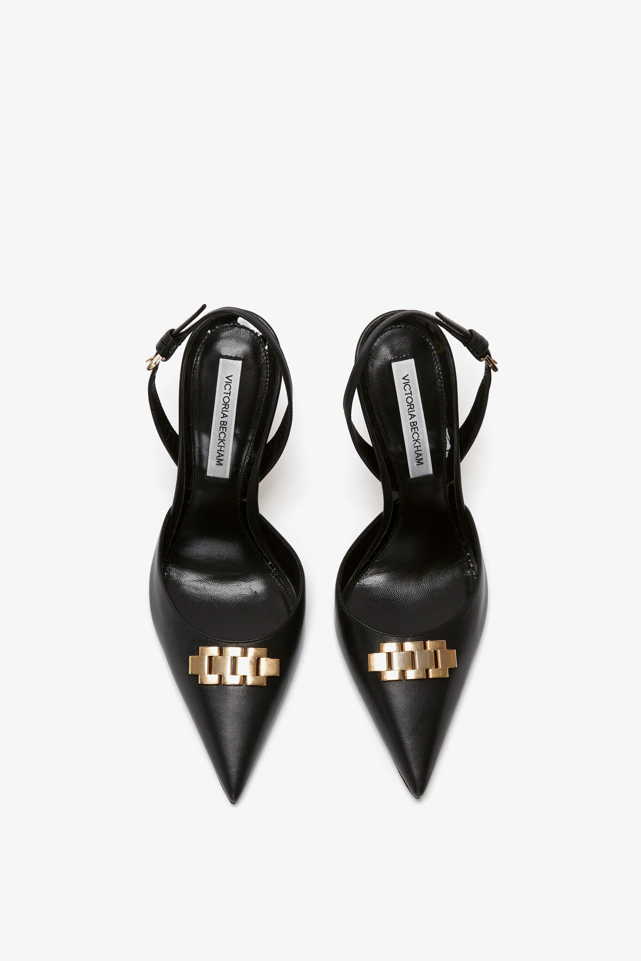 Pointy Toe Sling back in Black Calf