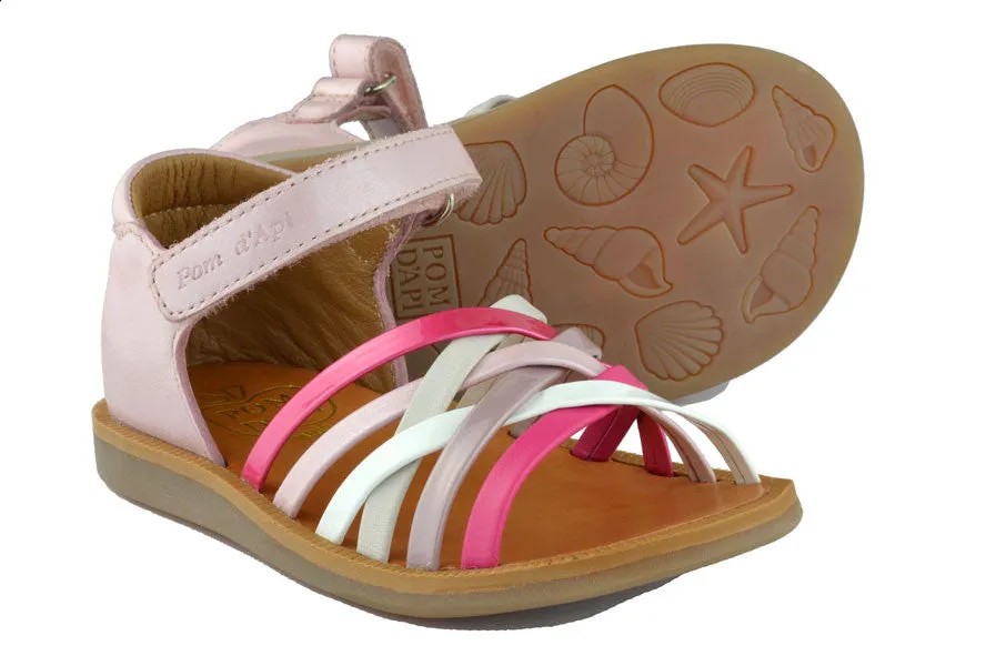 Pom d'Api Girls Pink Cross Strap Sandal