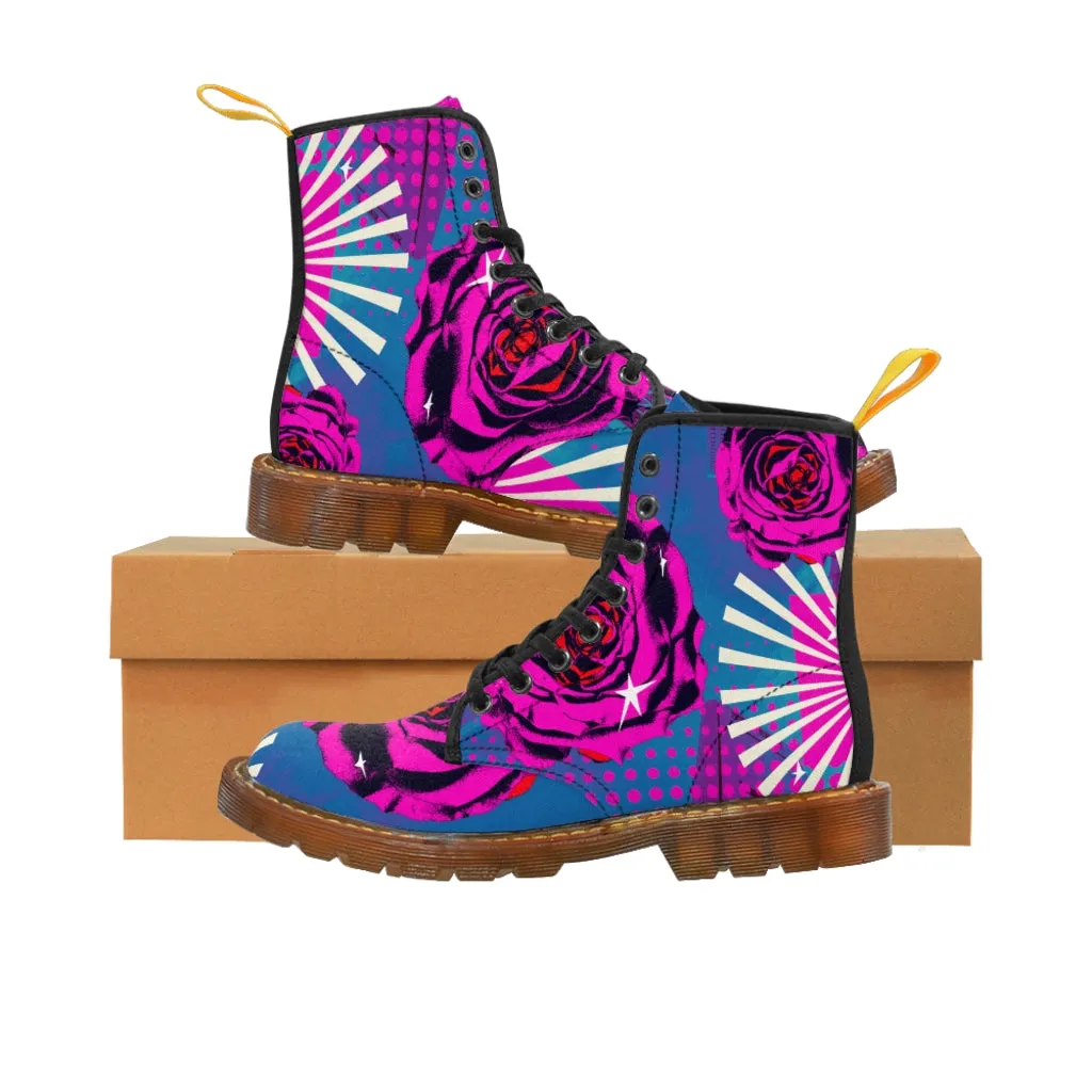 Retro rose Women's Canvas Boots