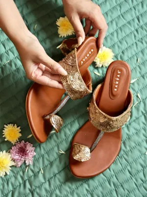 Rose Gold Kolhapuri Heels