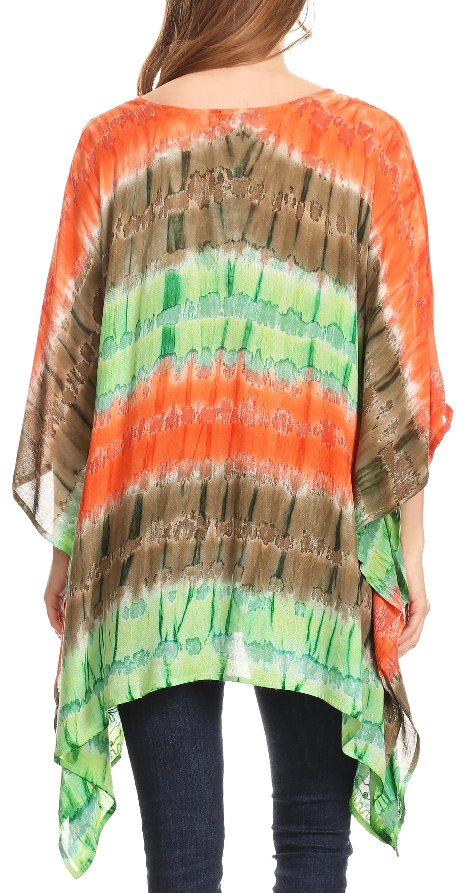 Sakkas Adalwin Desert Sun Lightweight Circle Ponch Tunic Top Blouse W / Embroidery