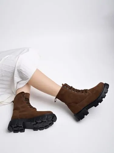 Shoetopia Smart Casual Brown Boots For Women & Girls