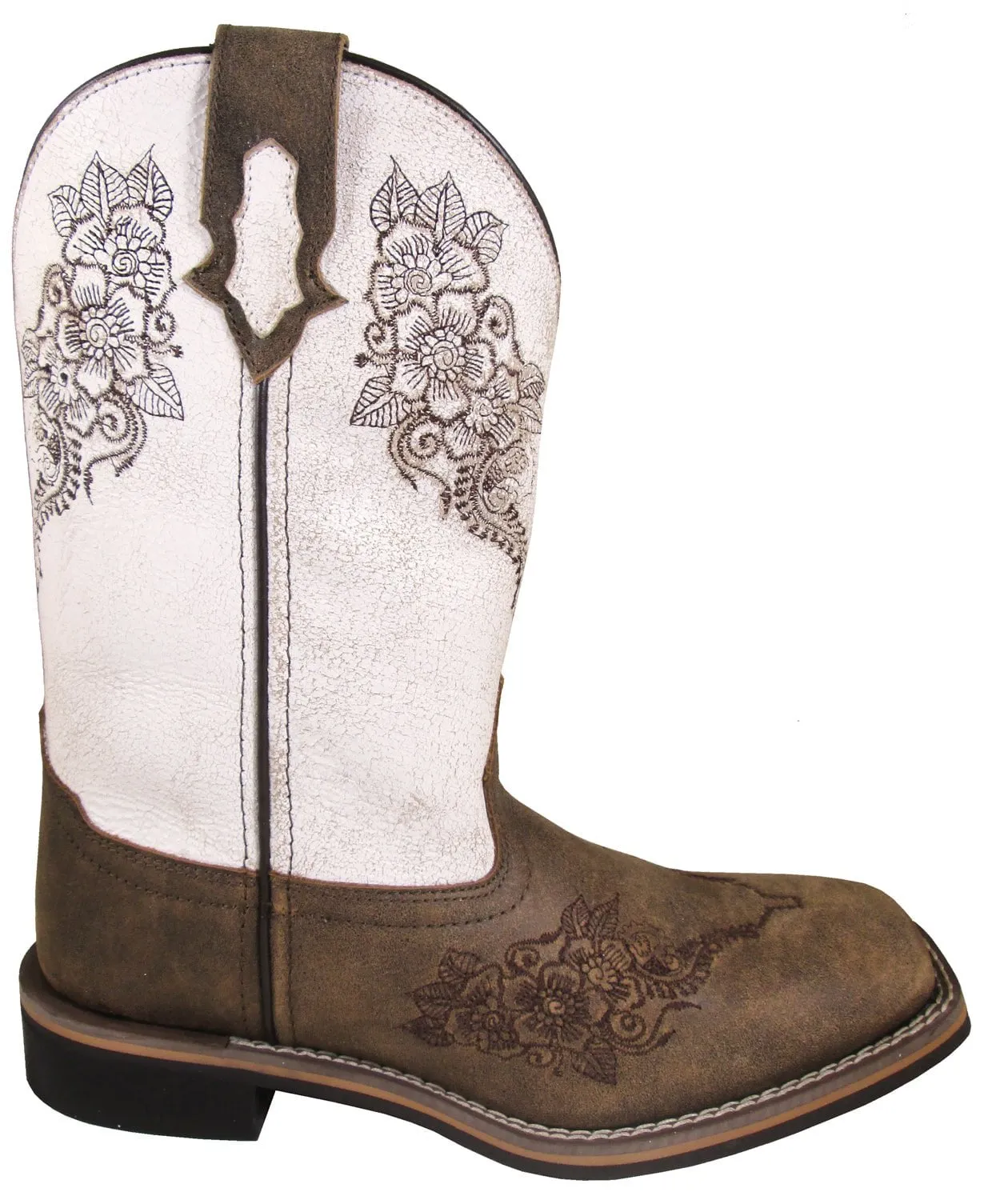 Smoky Mountain Womens Meadow Brown/Antique White Leather Cowboy Boots