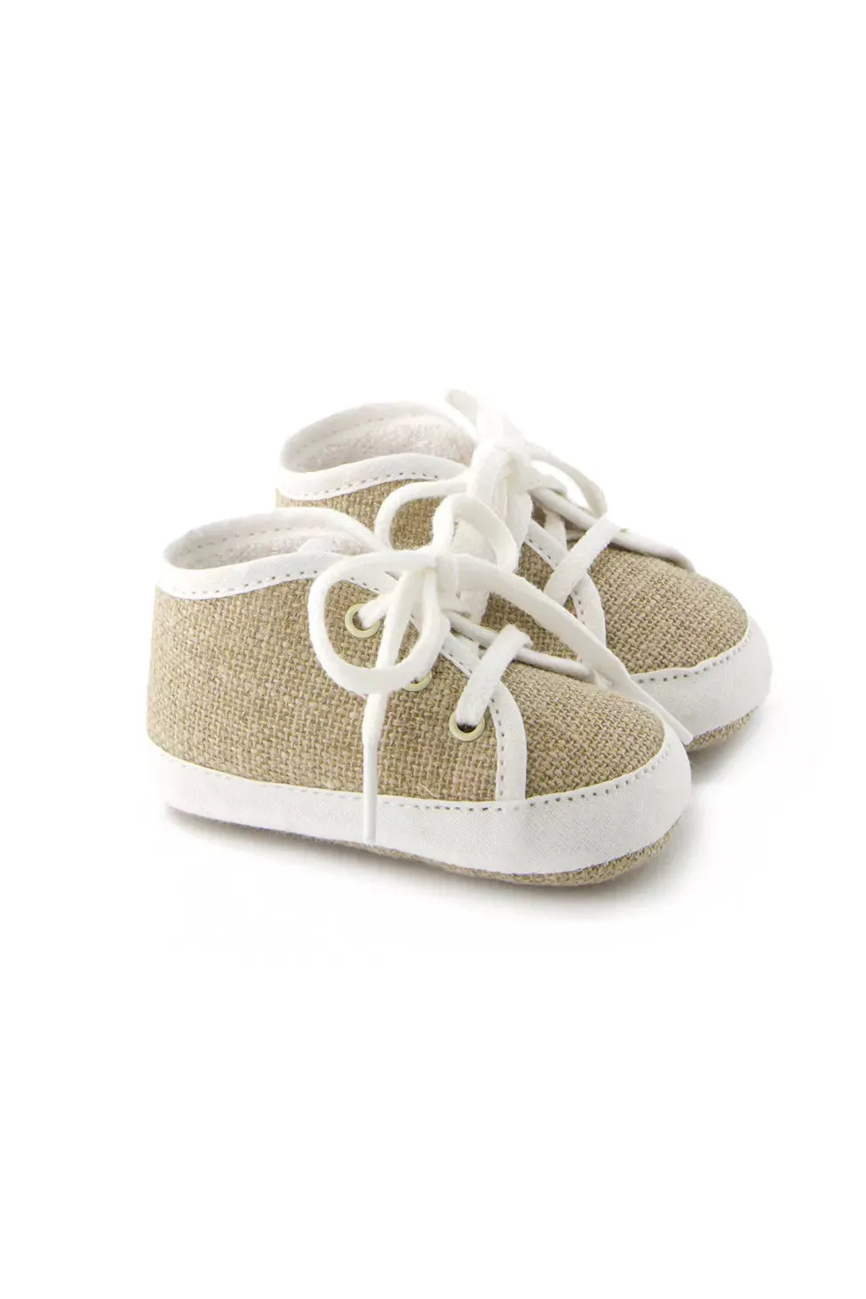 TAR Beige Linen Baby Crib Shoes