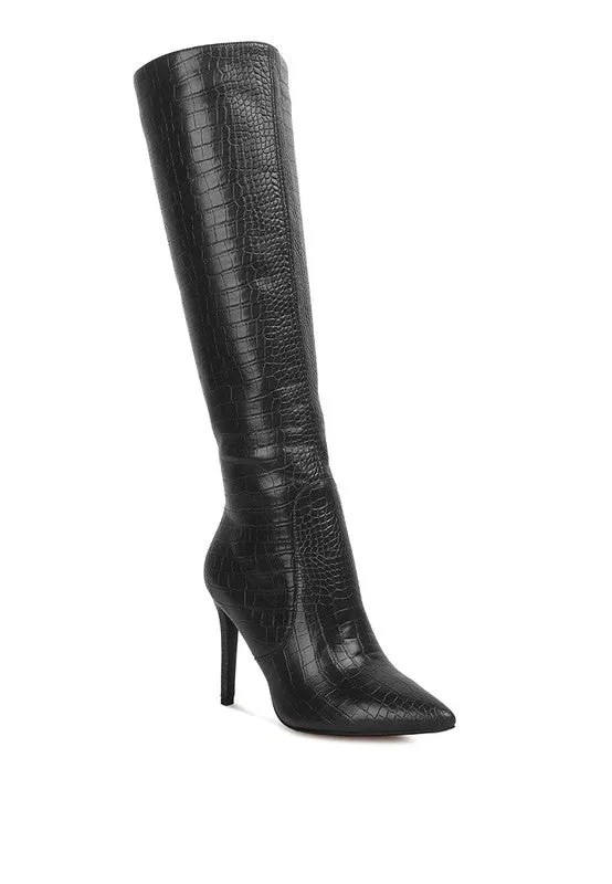 TEEK - Indulgent High Heel Croc Calf Boots