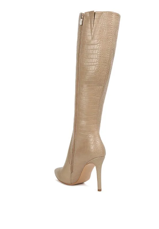 TEEK - Indulgent High Heel Croc Calf Boots