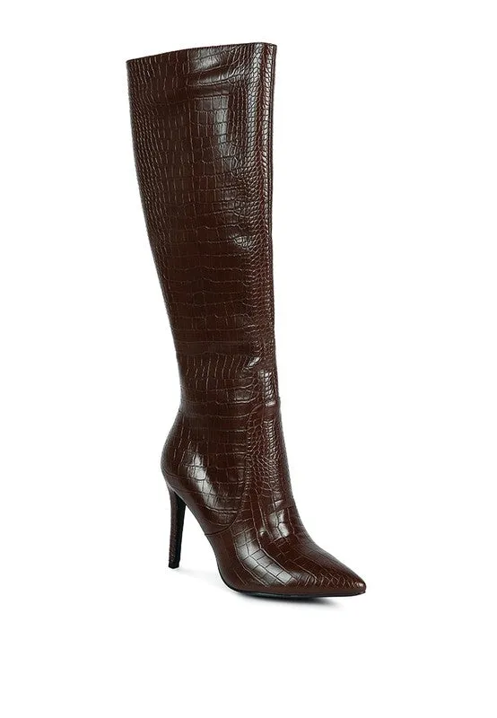 TEEK - Indulgent High Heel Croc Calf Boots