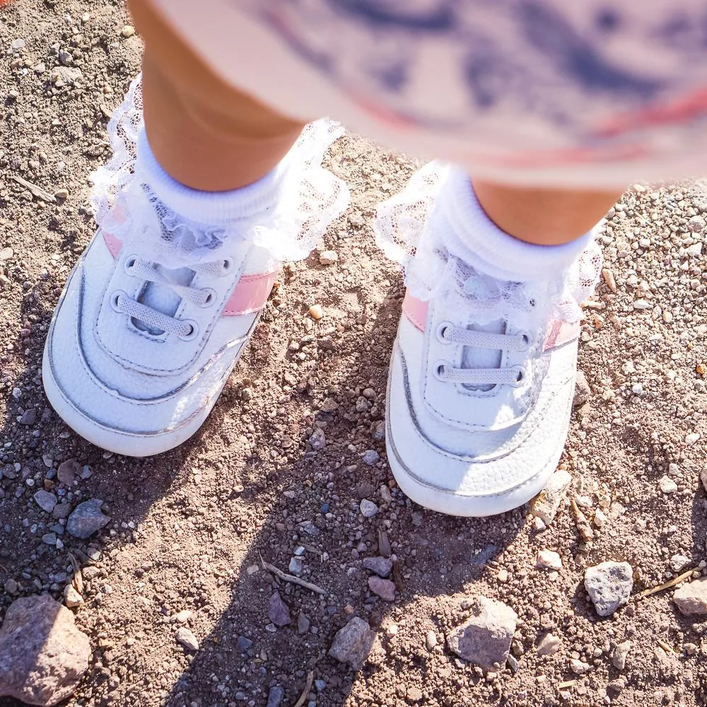 White and Pink Love Bug Sneaker