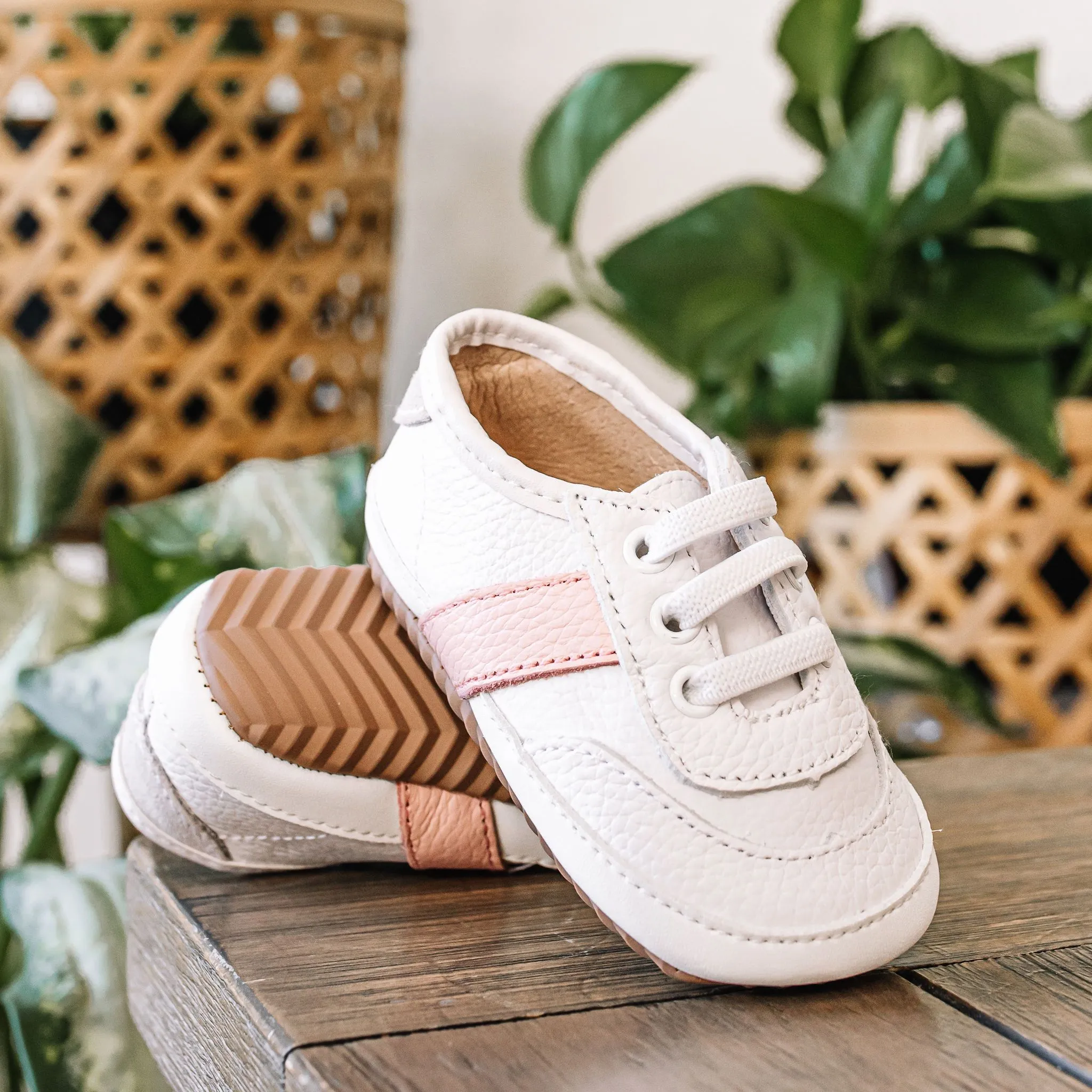 White and Pink Love Bug Sneaker